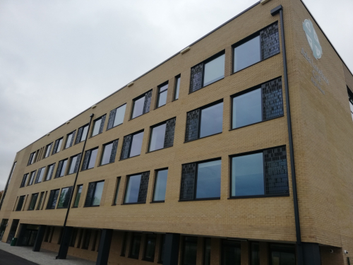 Swift boxes installed on a school building